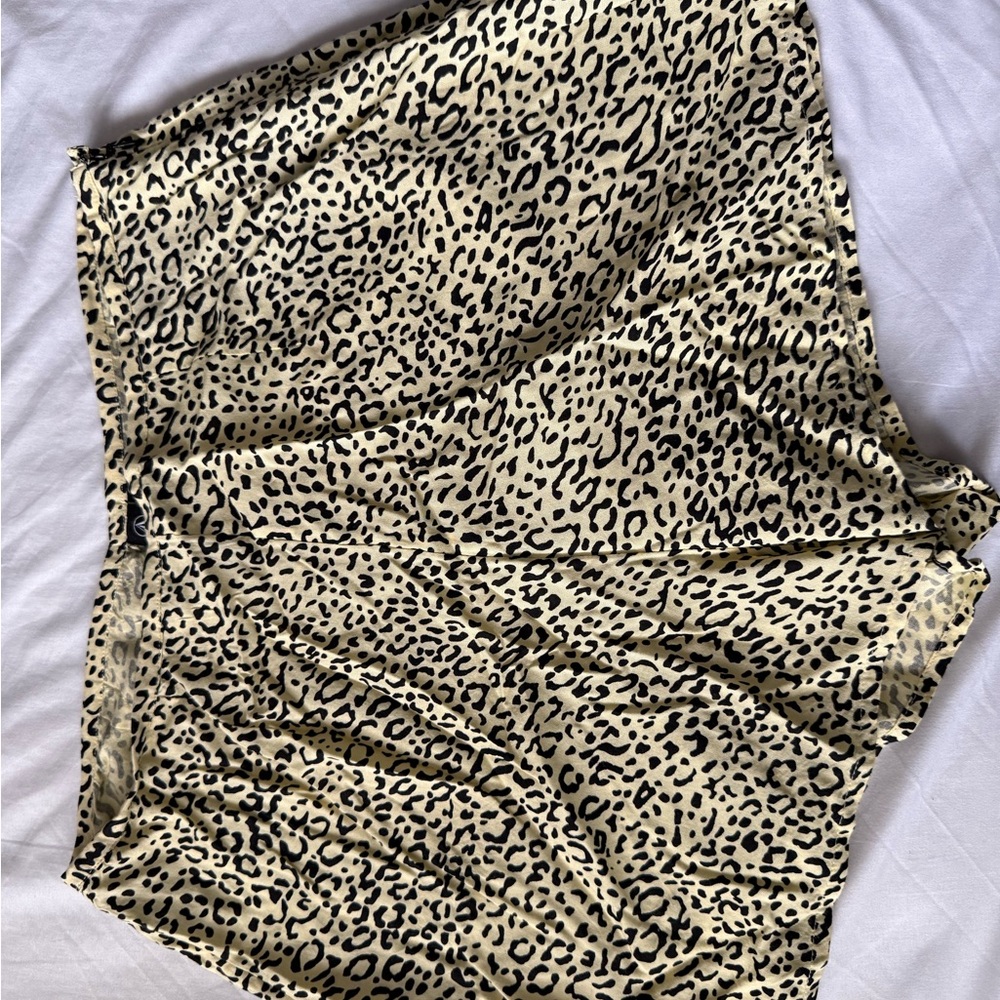 Leopard Print Satin Shorts